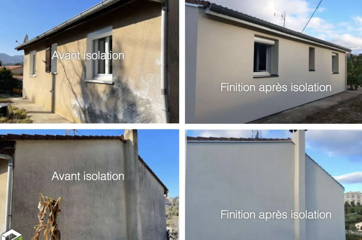 Isolation extérieure avant et après